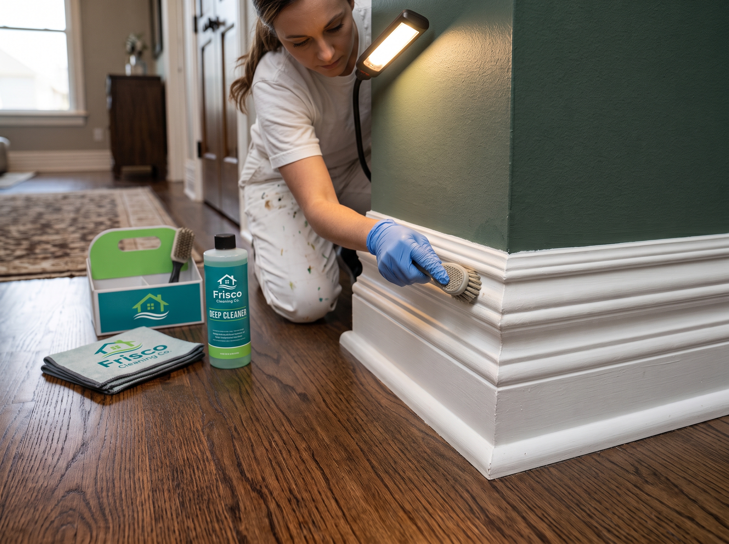 detail work on baseboards or tile