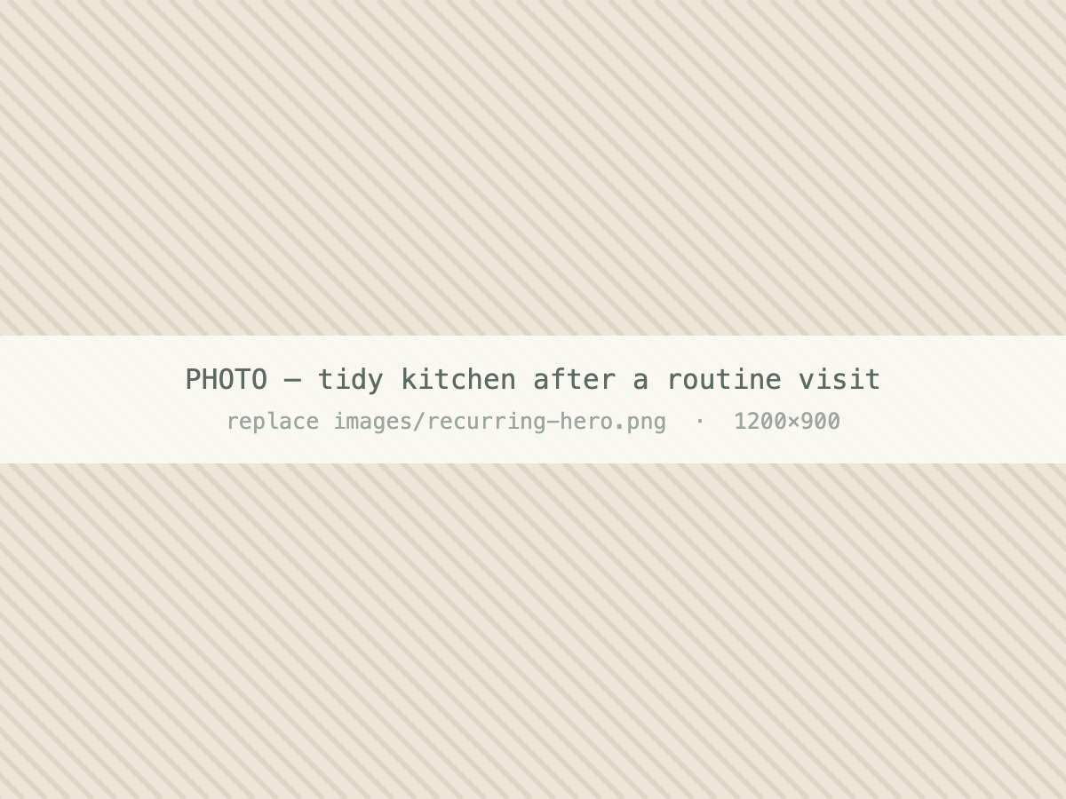 tidy kitchen after a routine visit